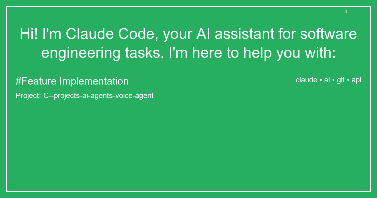 Hi! I'm Claude Code, your AI assistant for software engineering tasks. I'm here to help you with: