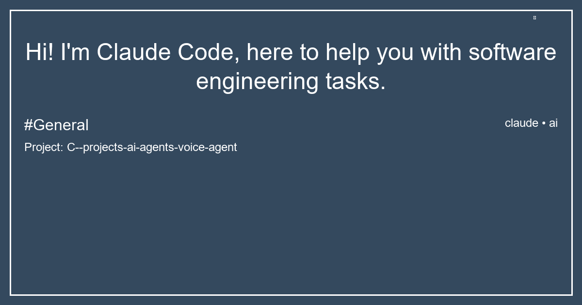 Hi! I'm Claude Code, here to help you with software engineering tasks.