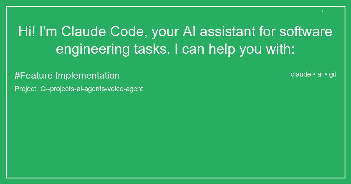 Hi! I'm Claude Code, your AI assistant for software engineering tasks. I can help you with:
