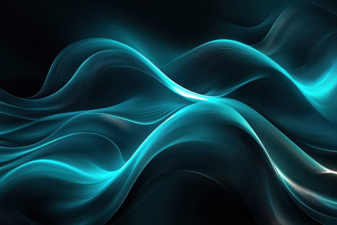 Abstract flowing waves of turquoise light